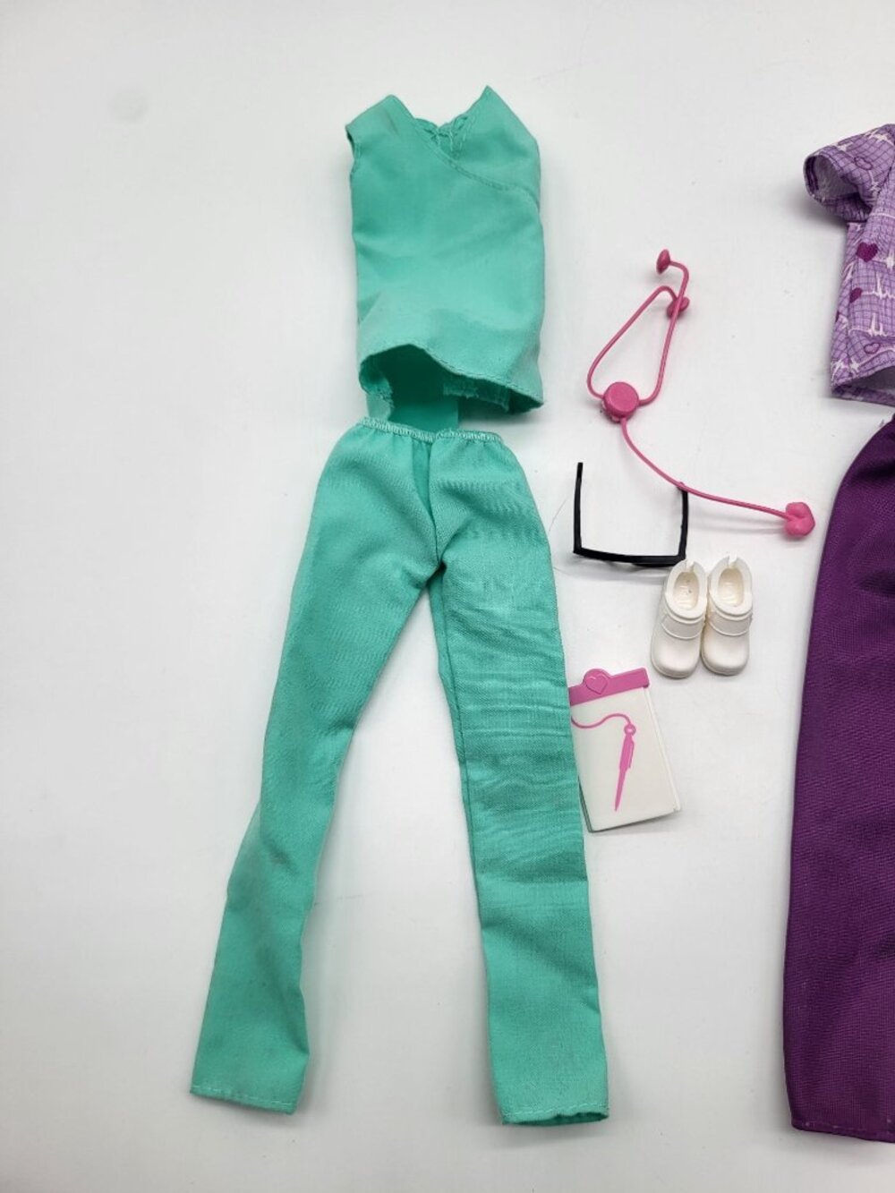 Barbie Career Outfits x 2 Nurse Dr Vet Scrubs Stethoscope Clogs Accessories - Picture 3 of 8